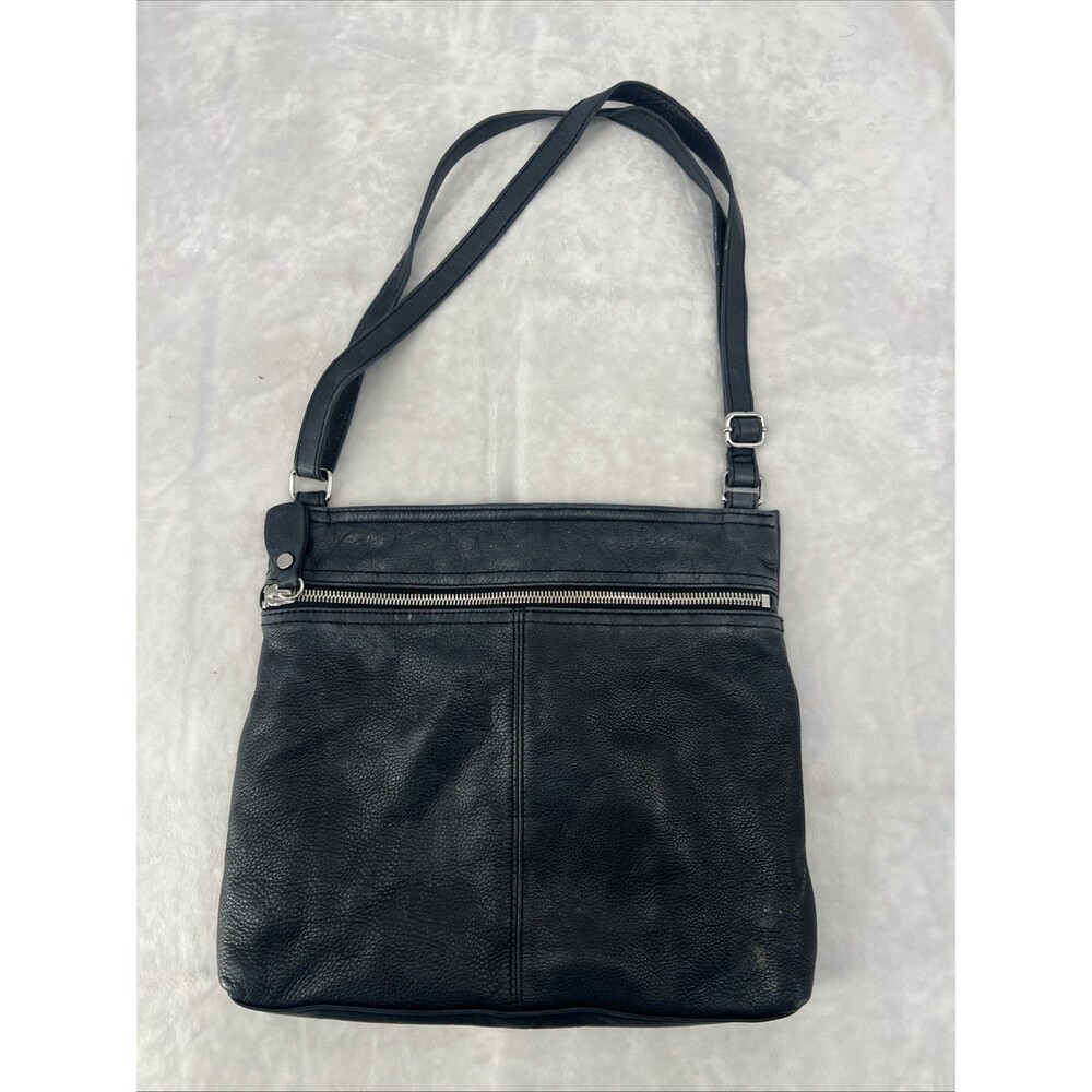 Margot New York Black Leather Crossbody Bag Slim Purse Adjustable Strap